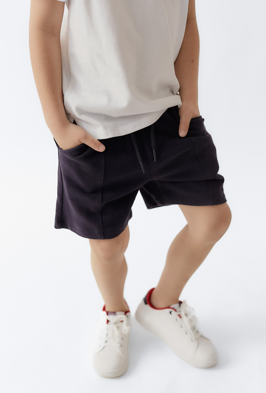 Szorty chłopięce z dzianiny - granatowe