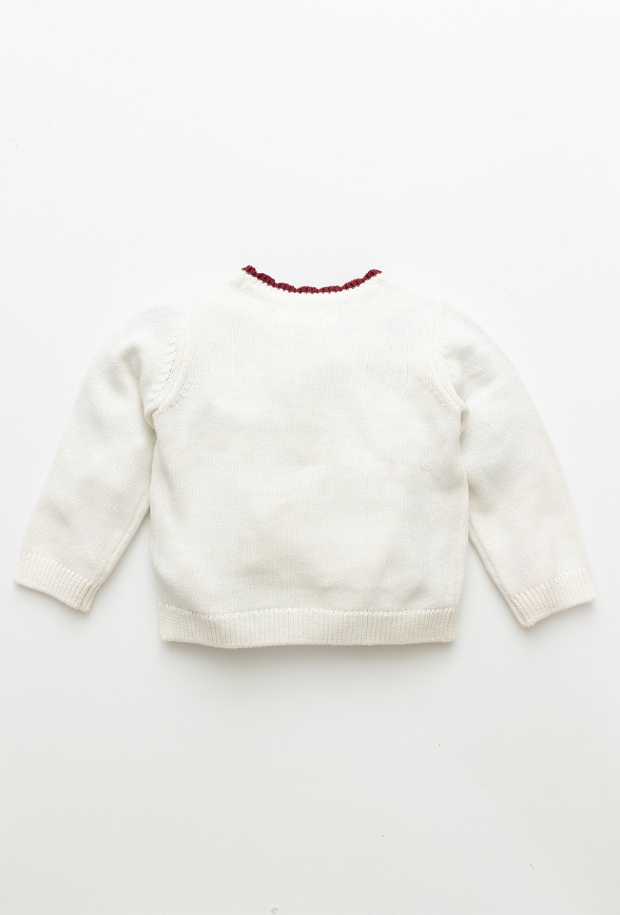 Ecru kardigan niemowlęcy z haftami i ozdobnym wykończeniem