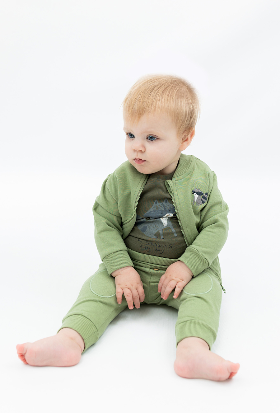 Zielona bluza rozpinana z kapturem dla niemowlaka - 510.15.