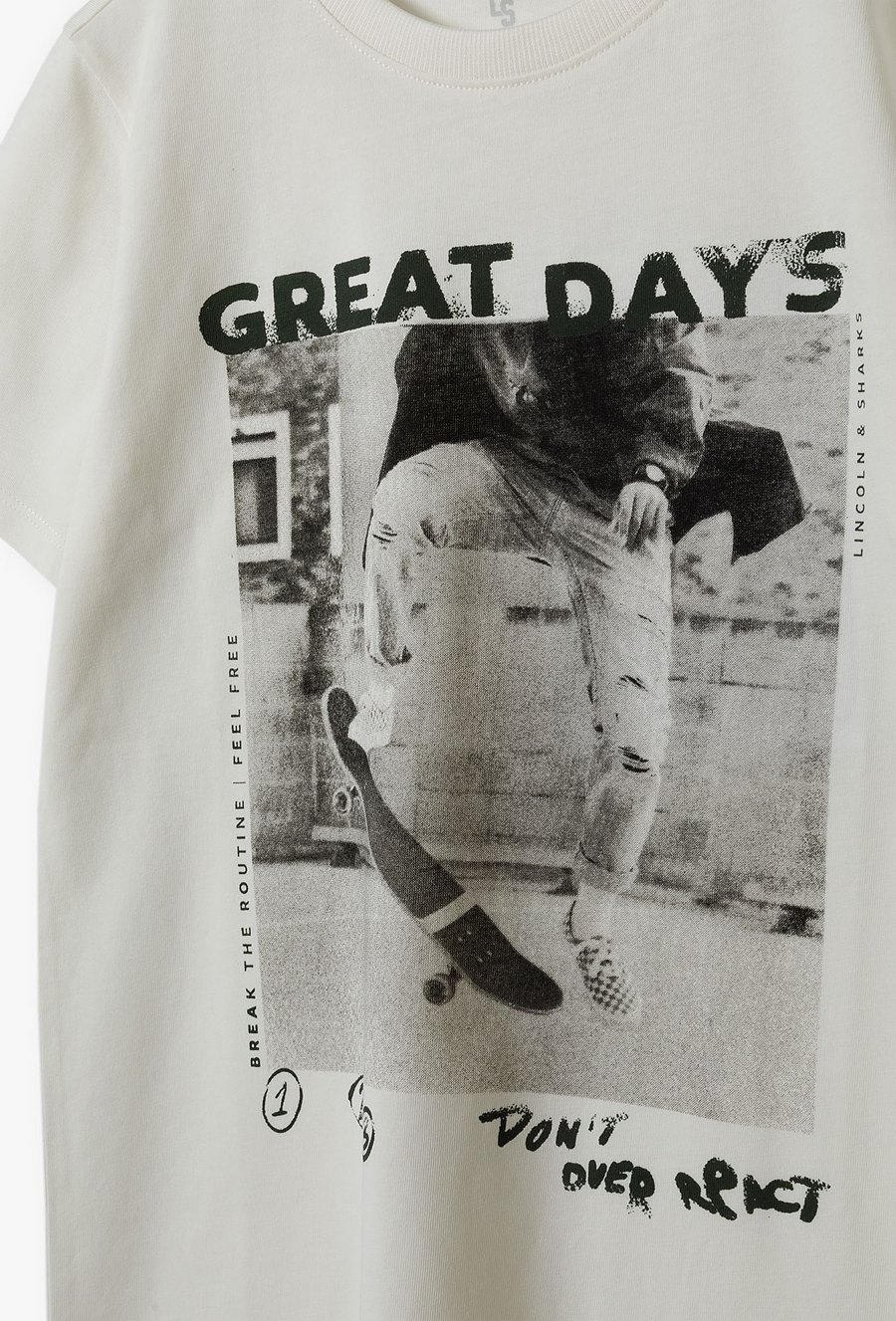 T-shirt dla chłopca - Great Day - ecru - Lincoln&Sharks