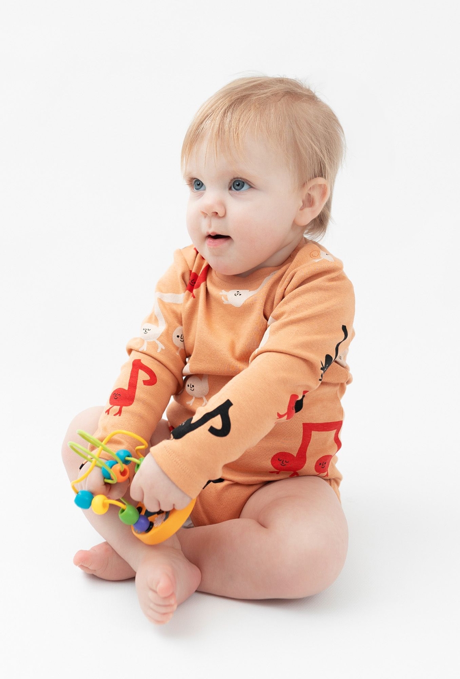 Body z długim rękawem - kolorowe nutki