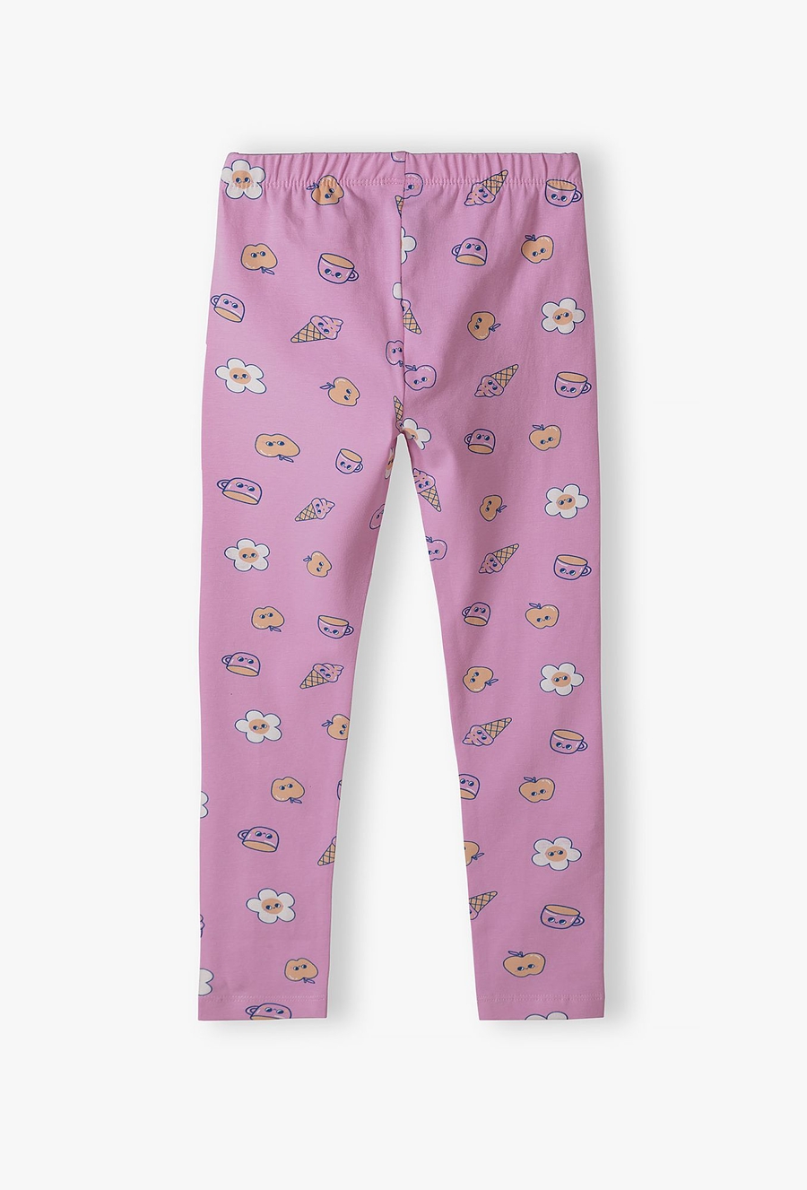 Różowe leginsy dziewczęce w kolorowe wzorki - 510.15.