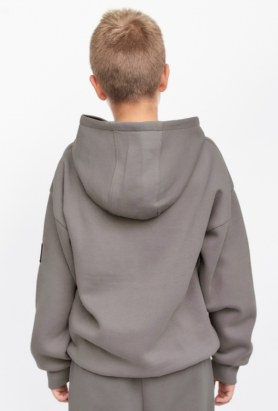 Szara bluza nierozpinana z kapturem dla chłopca