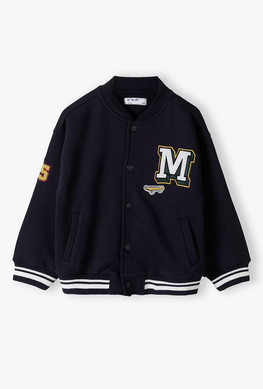 Bluza dzianinowa dla chłopca - granatowa bomberka - 510.15.