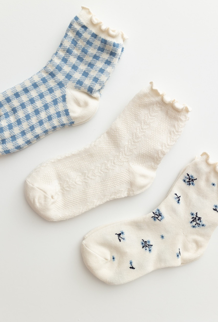 Skarpetki dziewczęce z falbanką – 3-pak