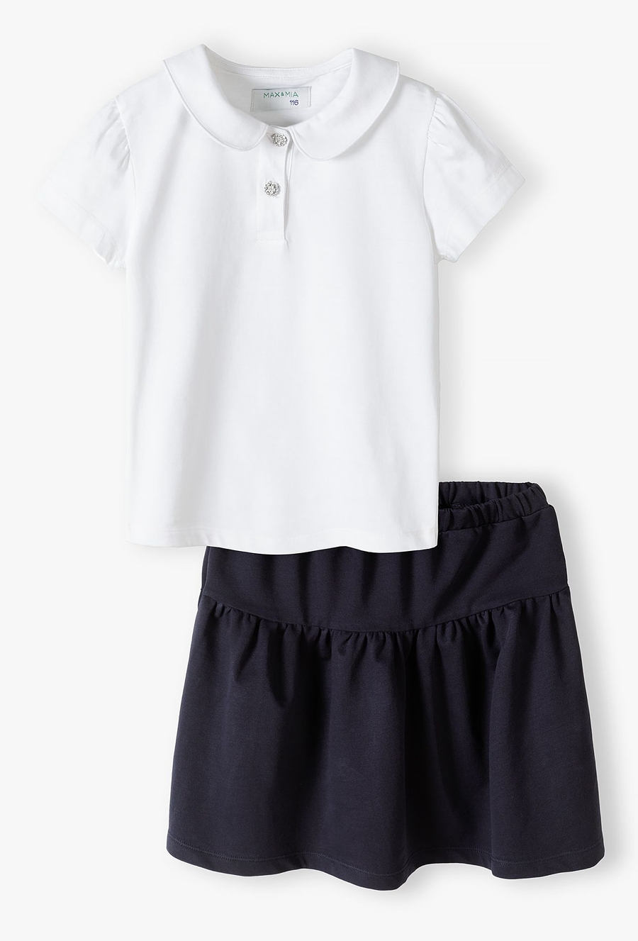 Komplet dla dziewczynki - biały t-shirt i granatowa spódnica