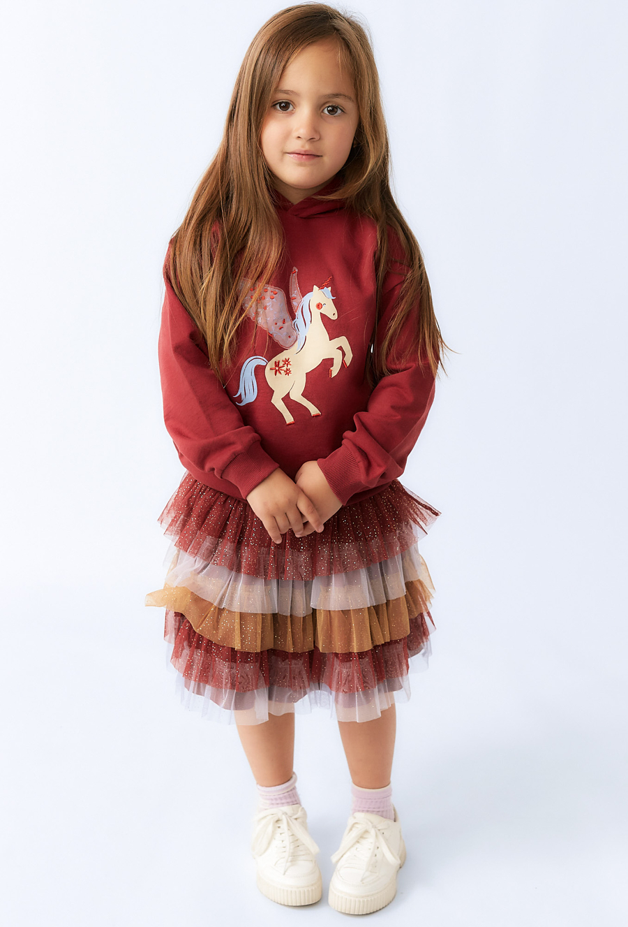 Bluza dziewczęca z kapturem – print jednorożca