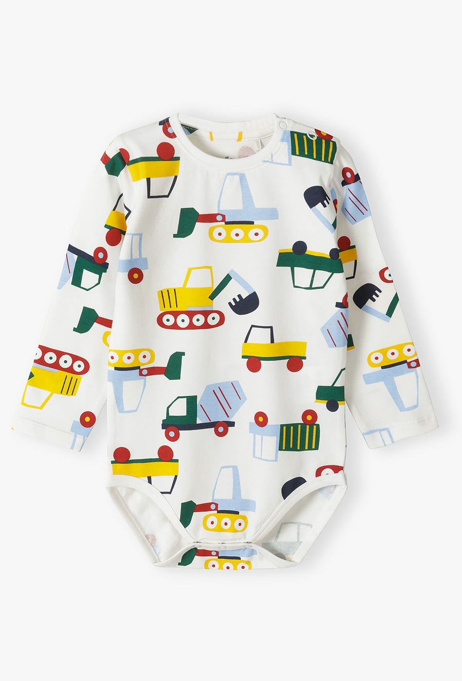 Body niemowlęce z długim rękawem - białe w samochody - 510.15.