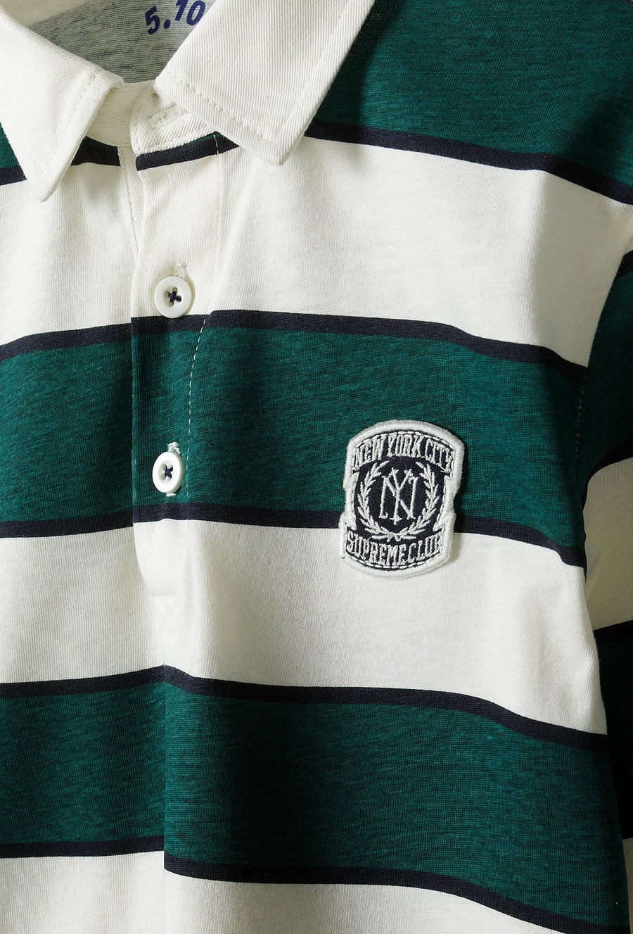 Bluza chłopięca z kołnierzykiem - biało - zielone paski