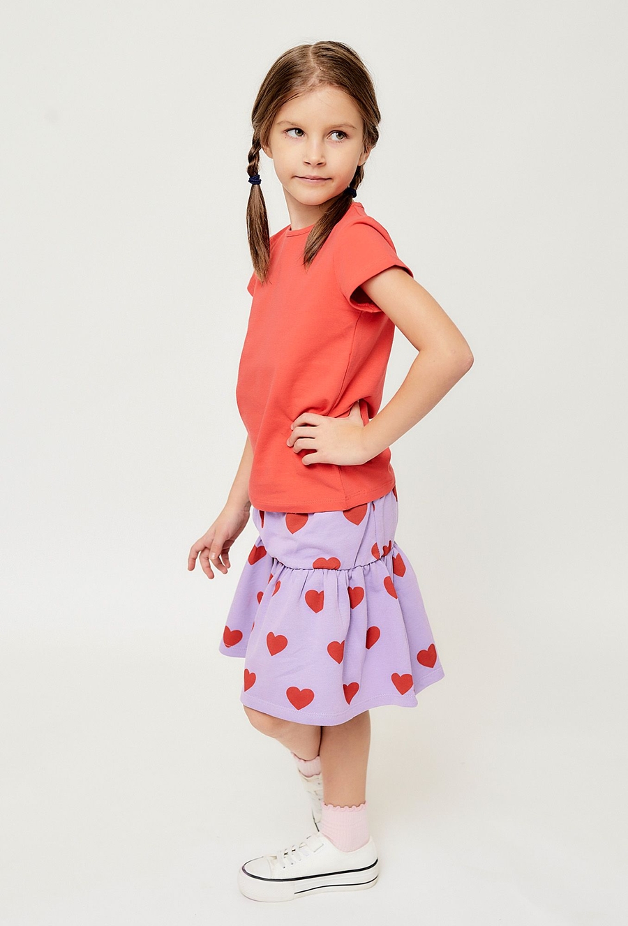 T-shirty dla dziewczynki - czerwony i fioletowy 2pak