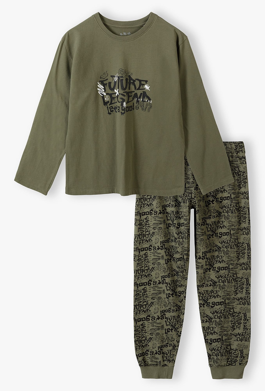 Dzianinowa dwuczęściowa piżama dla chłopca - zielona - 510.15.