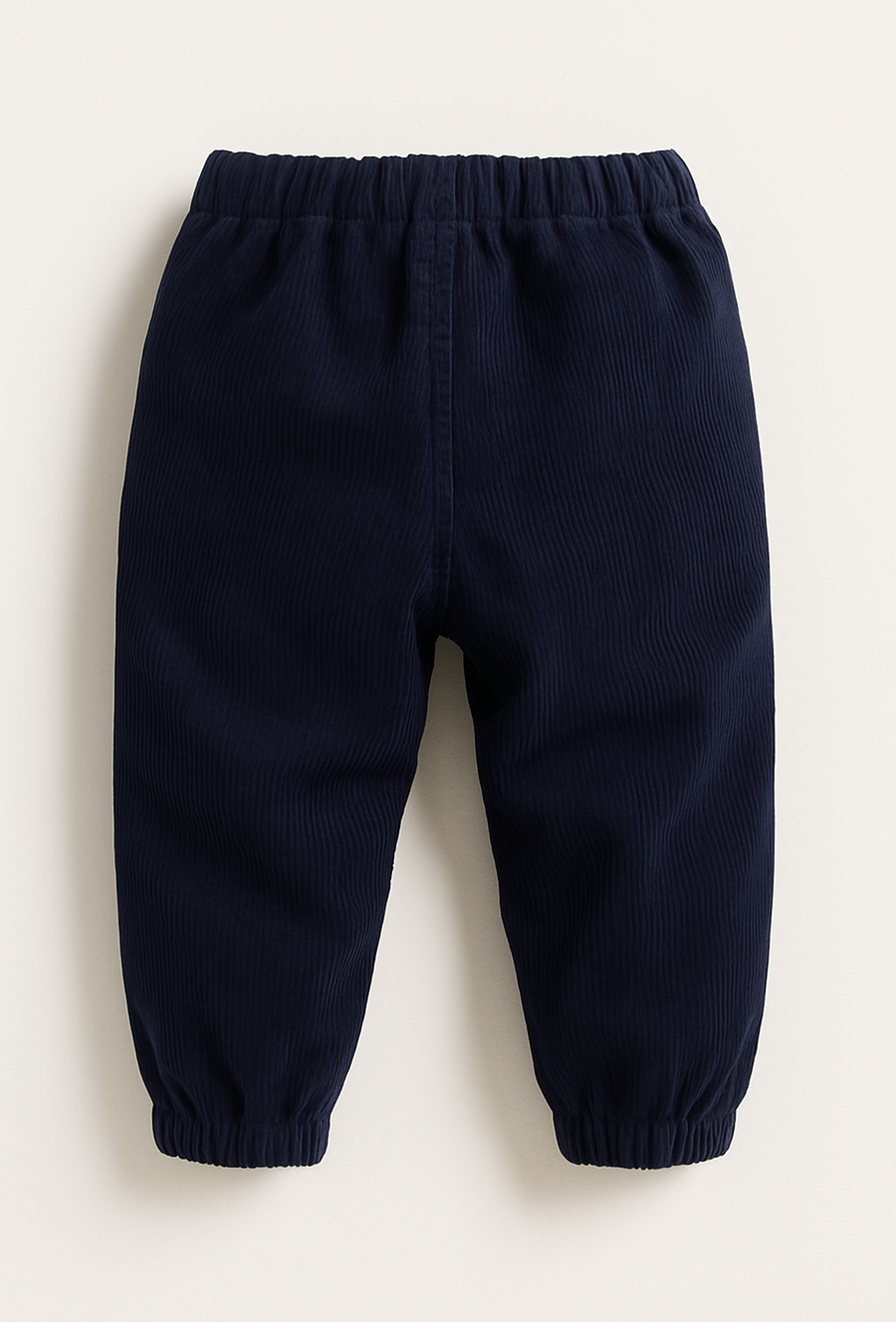 Granatowe sztruksowe joggery chłopięce z haftem