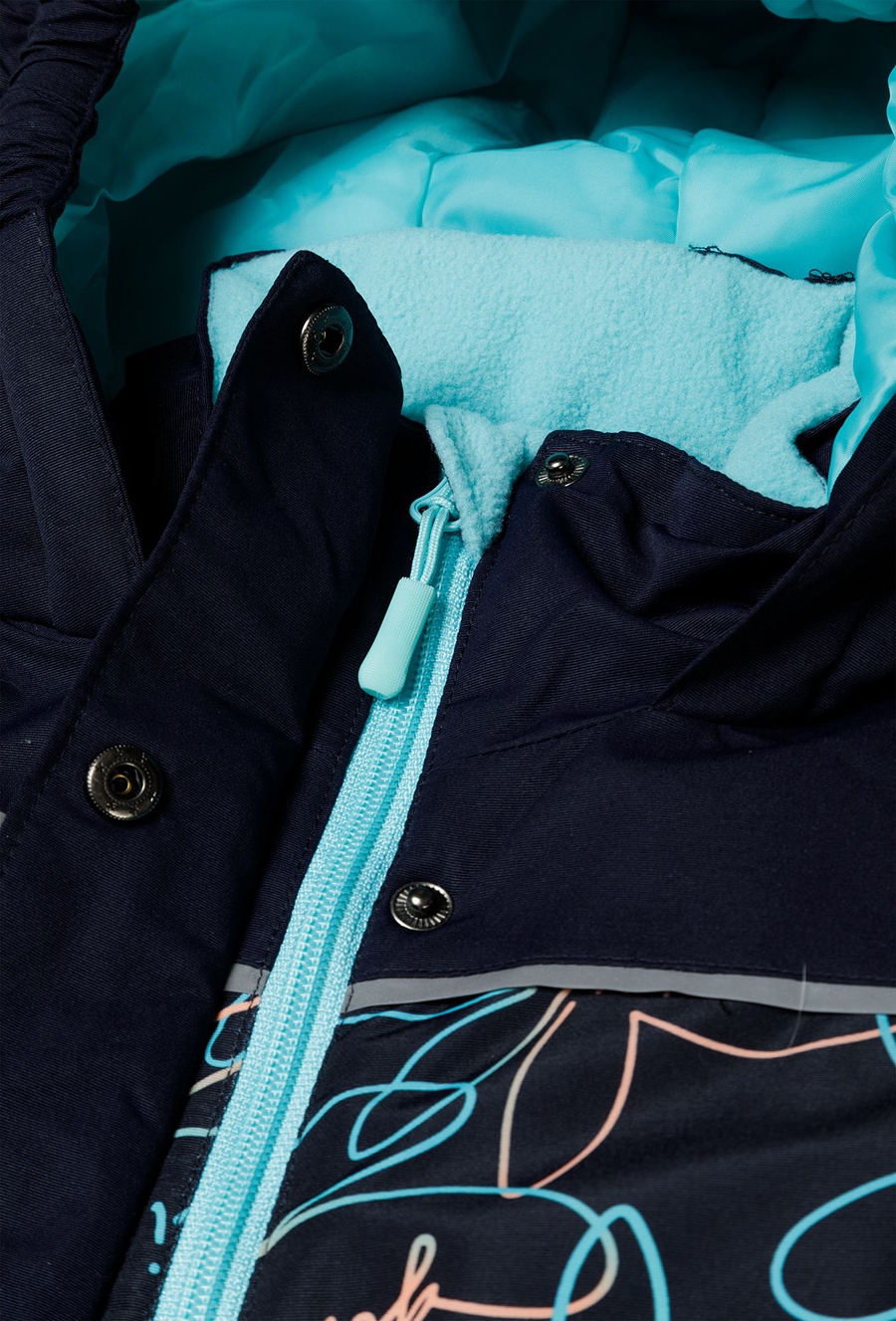 Kurtka narciarska dla dziewczynki - granatowa w kwiaty