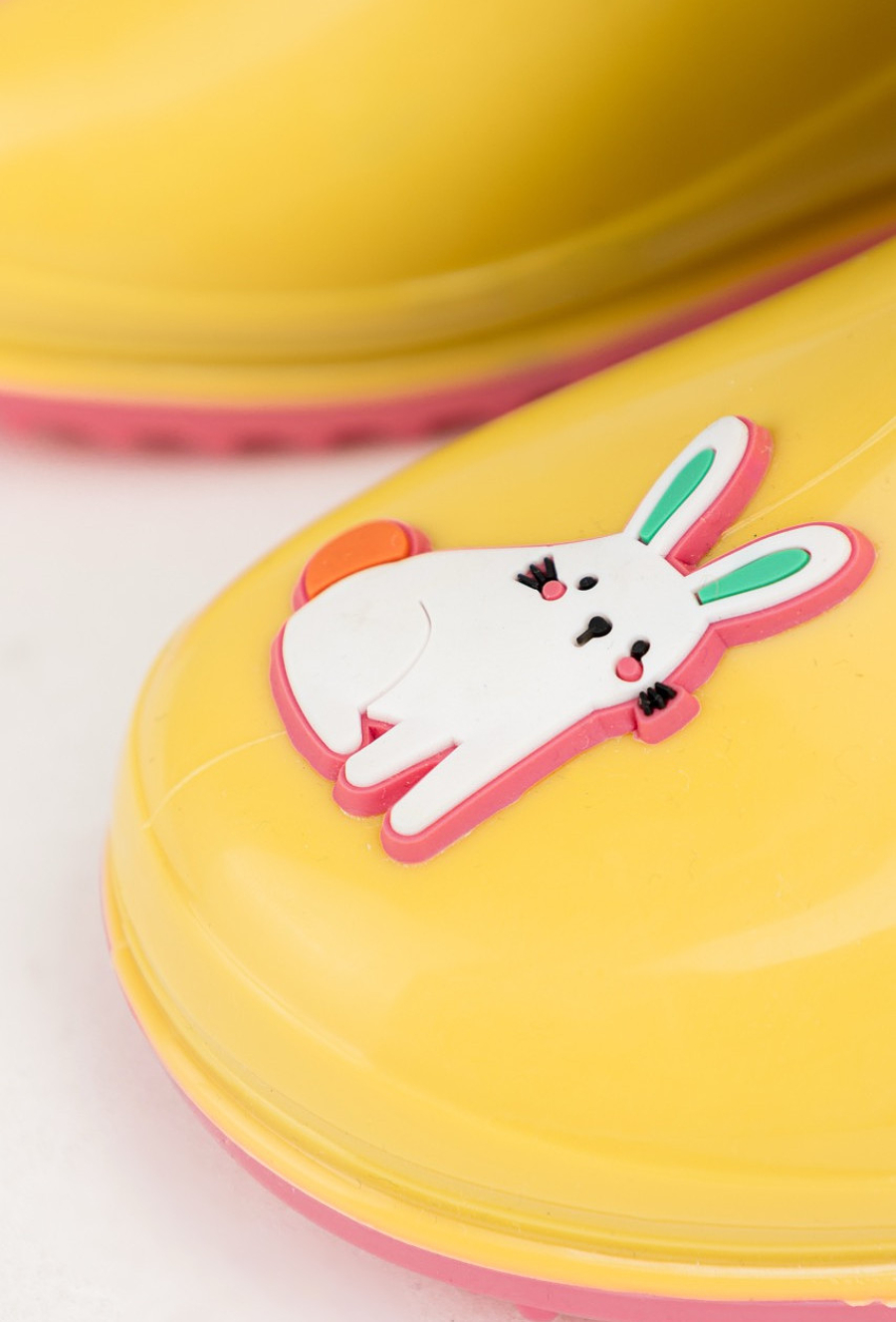 Żółte kalosze dziecięce z wkładką i aplikacją óliczka