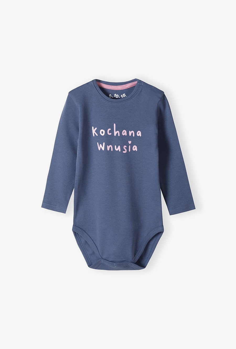 Granatowe body niemowlęce z napisem 