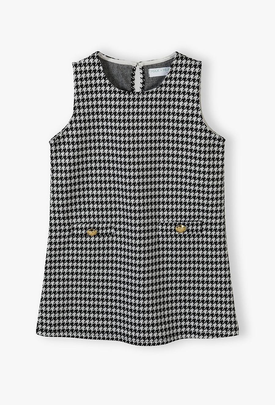 Elegancka sukienka dla dziewczynki - biało-czarna pepitka