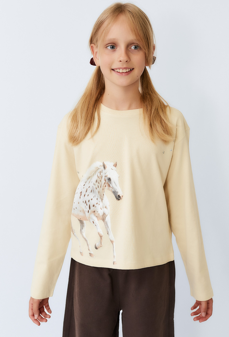 Bluzka z długim rękawem i nadrukiem konia