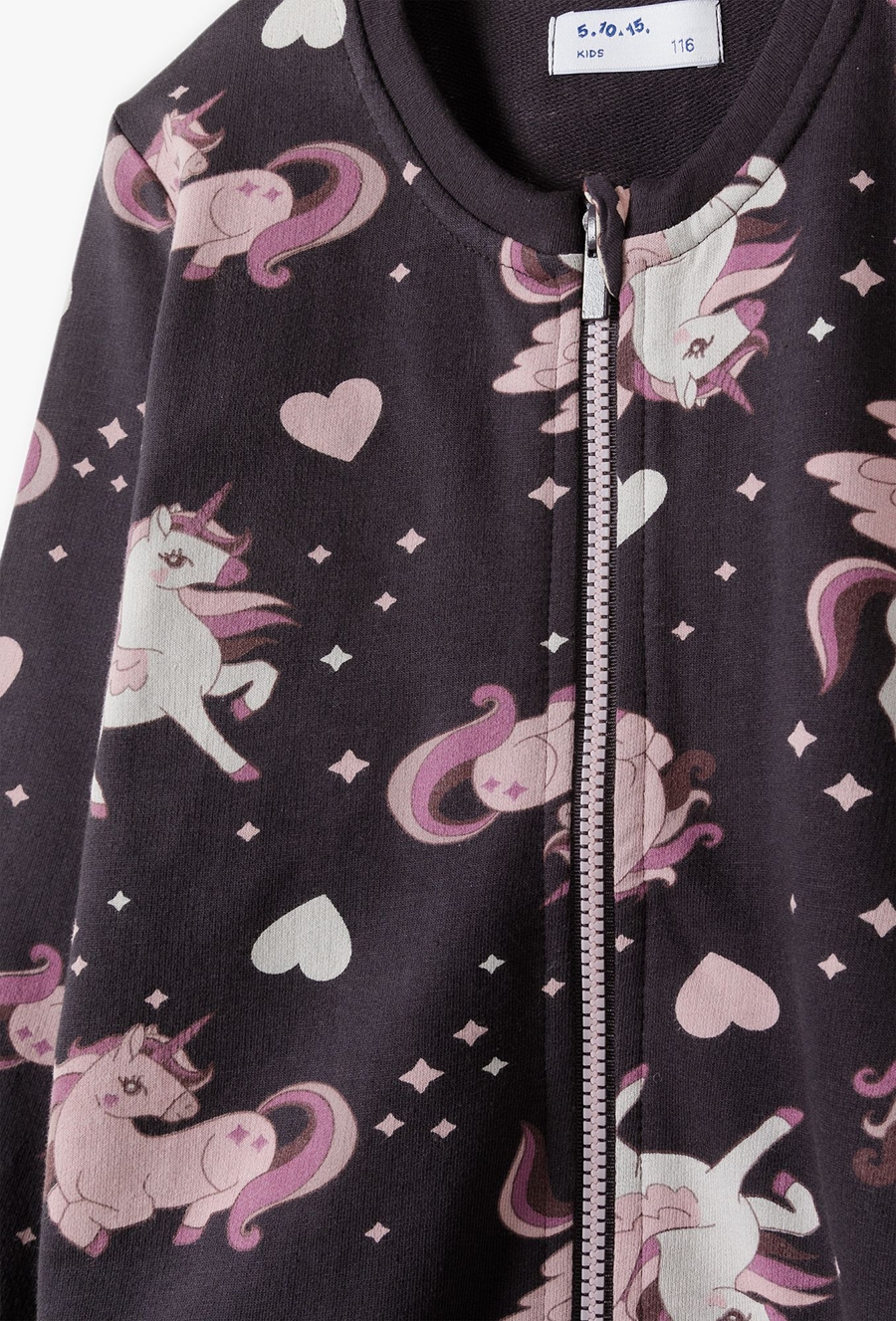 Bluza dziewczęca w jednorożce - fioletowa - 510.15.