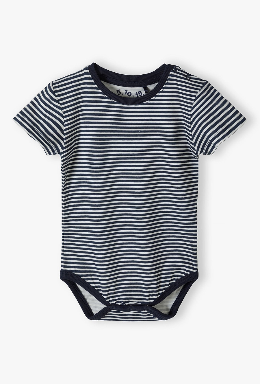 Body z ótkim rękawem - granatowo-białe paski - 510.15.