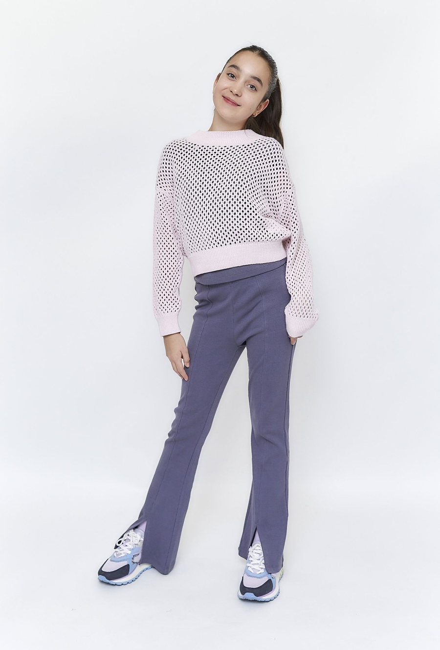 Dzianinowe spodnie flare dla dziewczynki