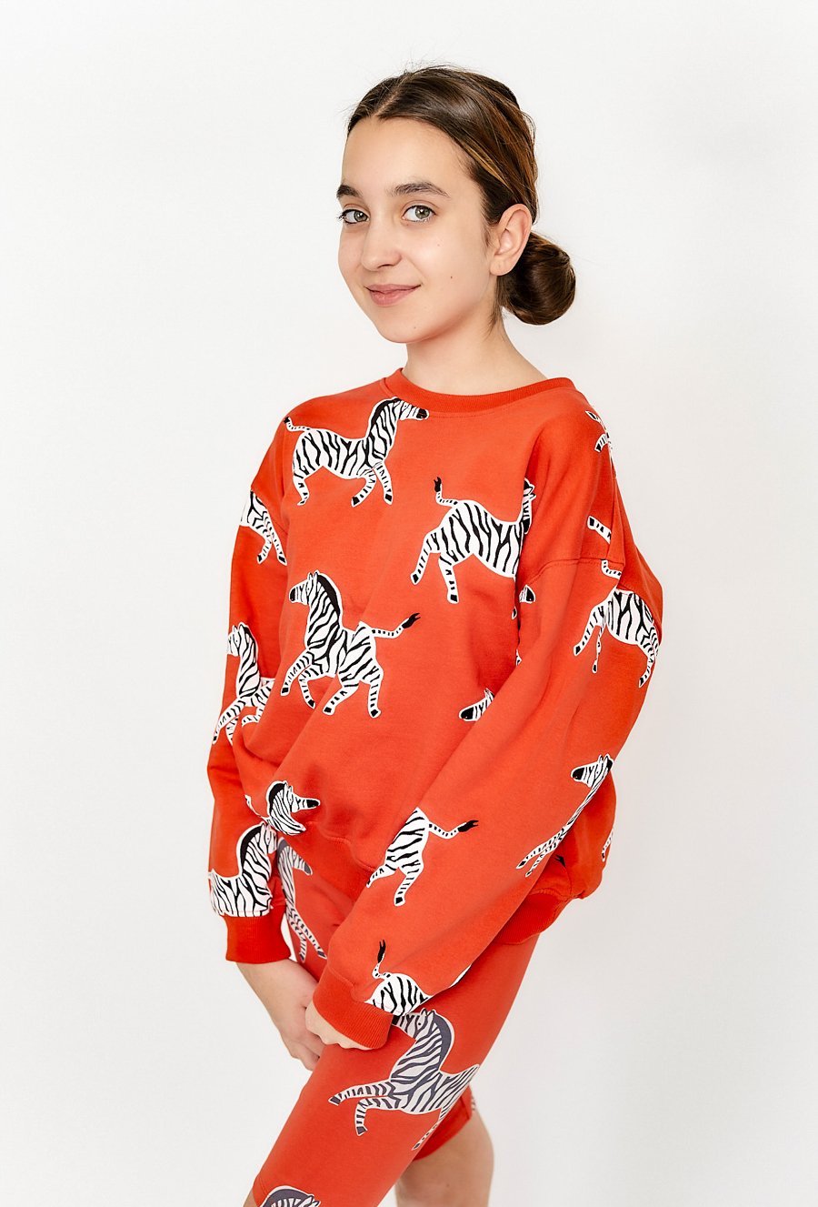 Bluza dresowa dla dziewczynki - czerwona w zebry