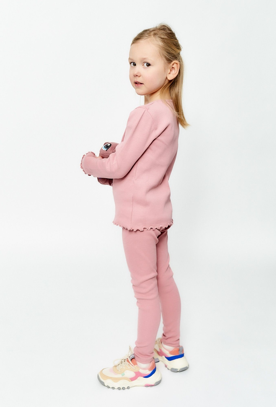 Legginsy dziewczęce - różowe w prążki