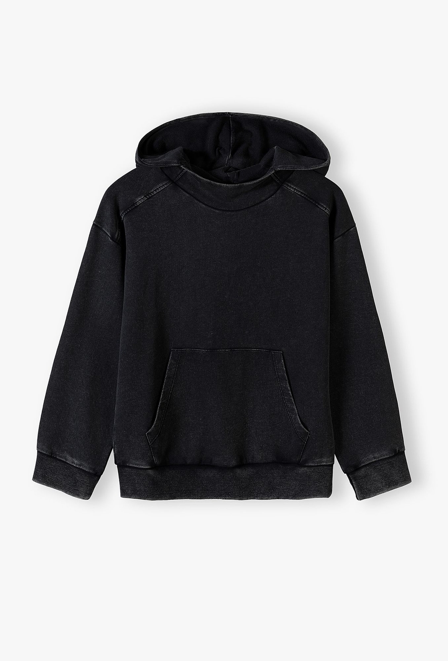 Czarna dresowa bluza z efektem sprania z kapturem