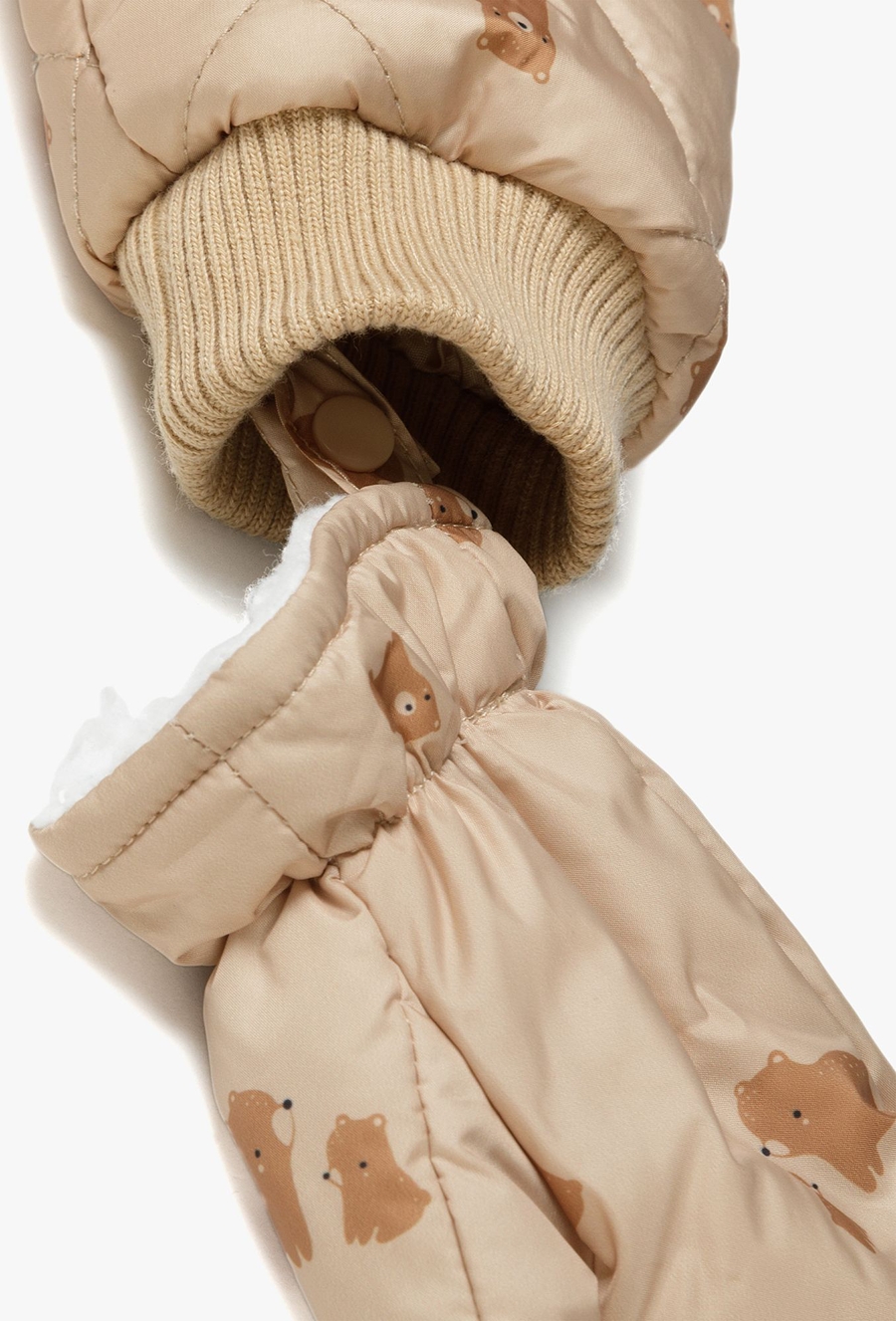 Kombinezon zimowy dla niemowlaka - beżowy w misie - 510.15.