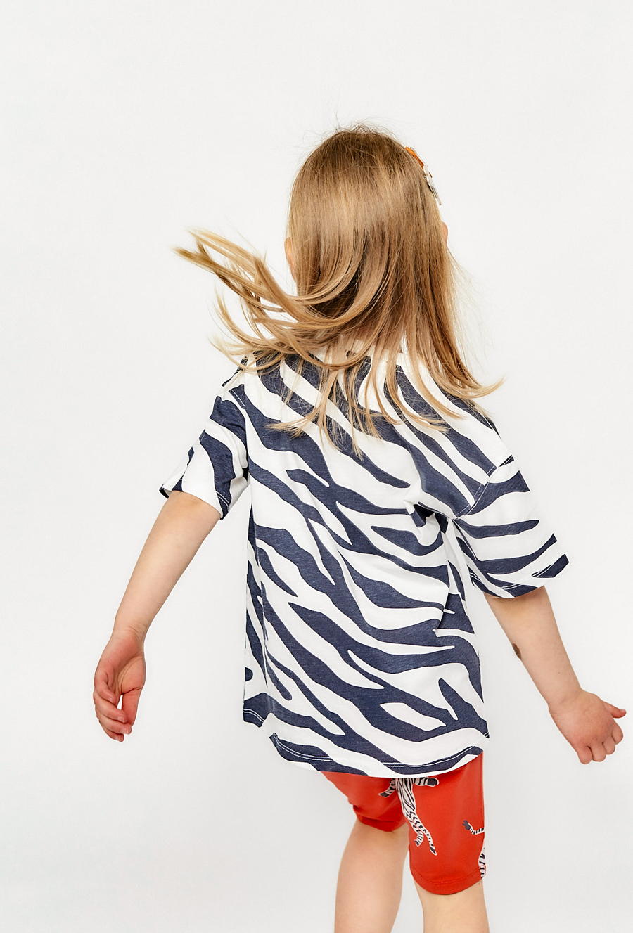 Bawełniany t-shirt dziewczęcy z wzorem zebry