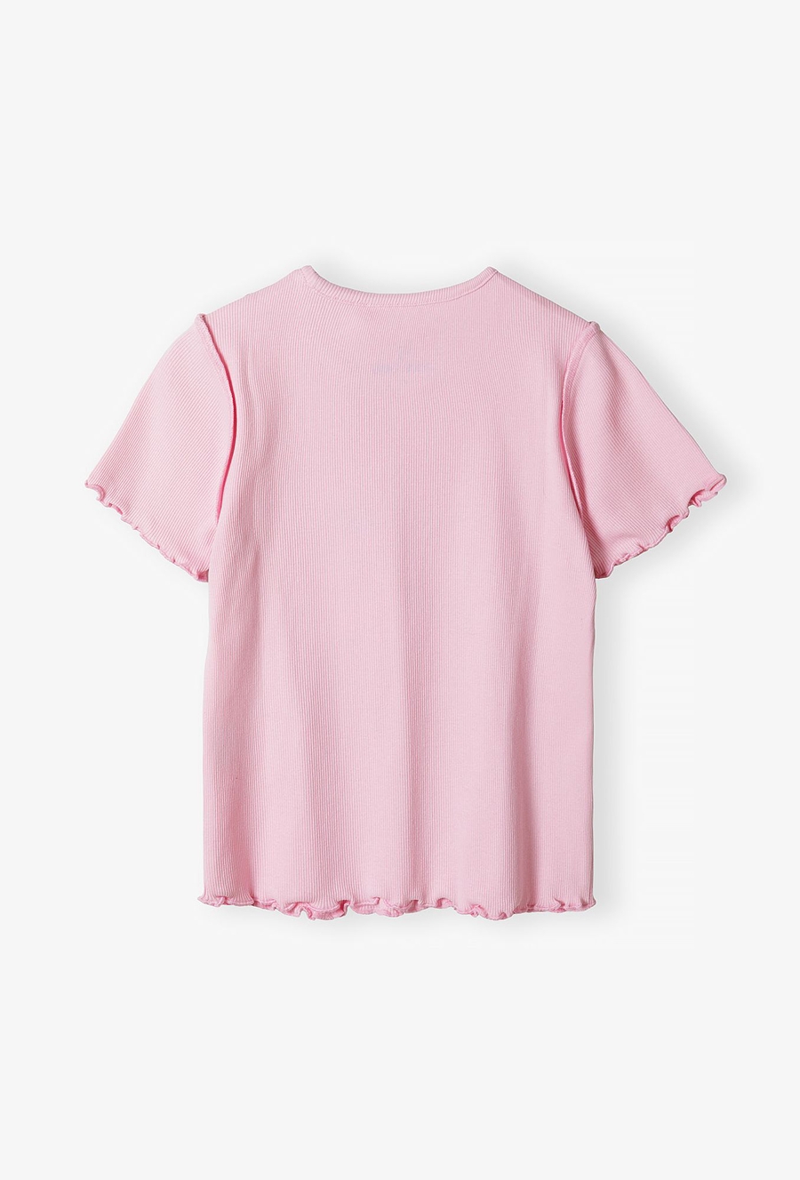 Różowy dopasowany t-shirt dziewczęcy w prążki - Lincoln&Sharks