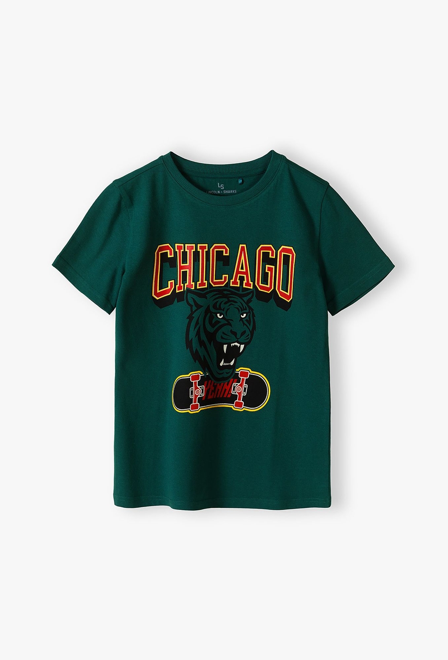 Zielony t-shirt dla chłopca - Chicago - Lincoln&Sharks