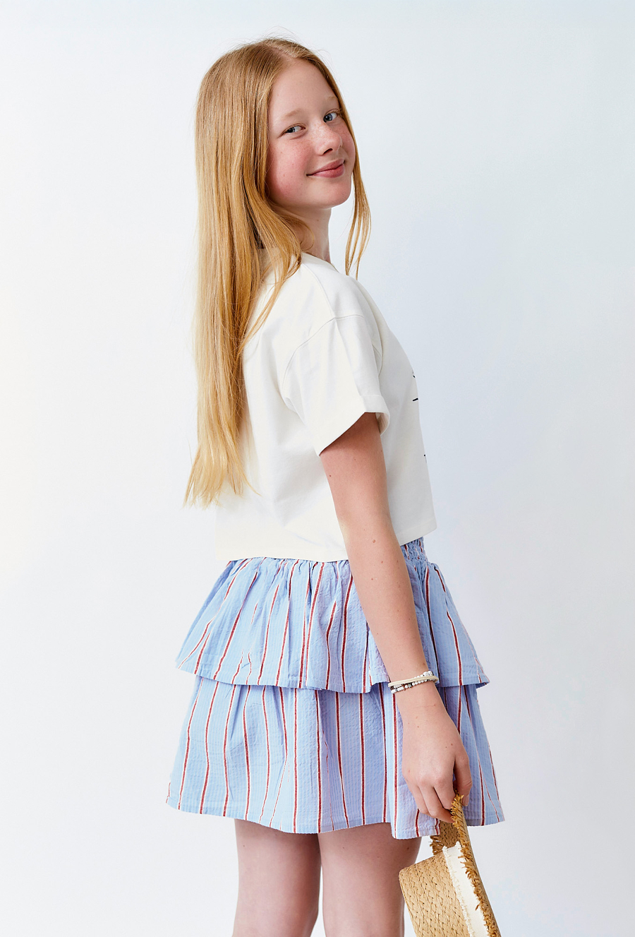 Spódnica w paski z falbaną