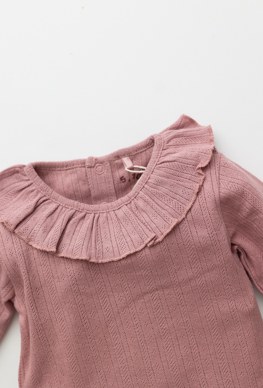 Różowe body niemowlęce pointelle z falbanką