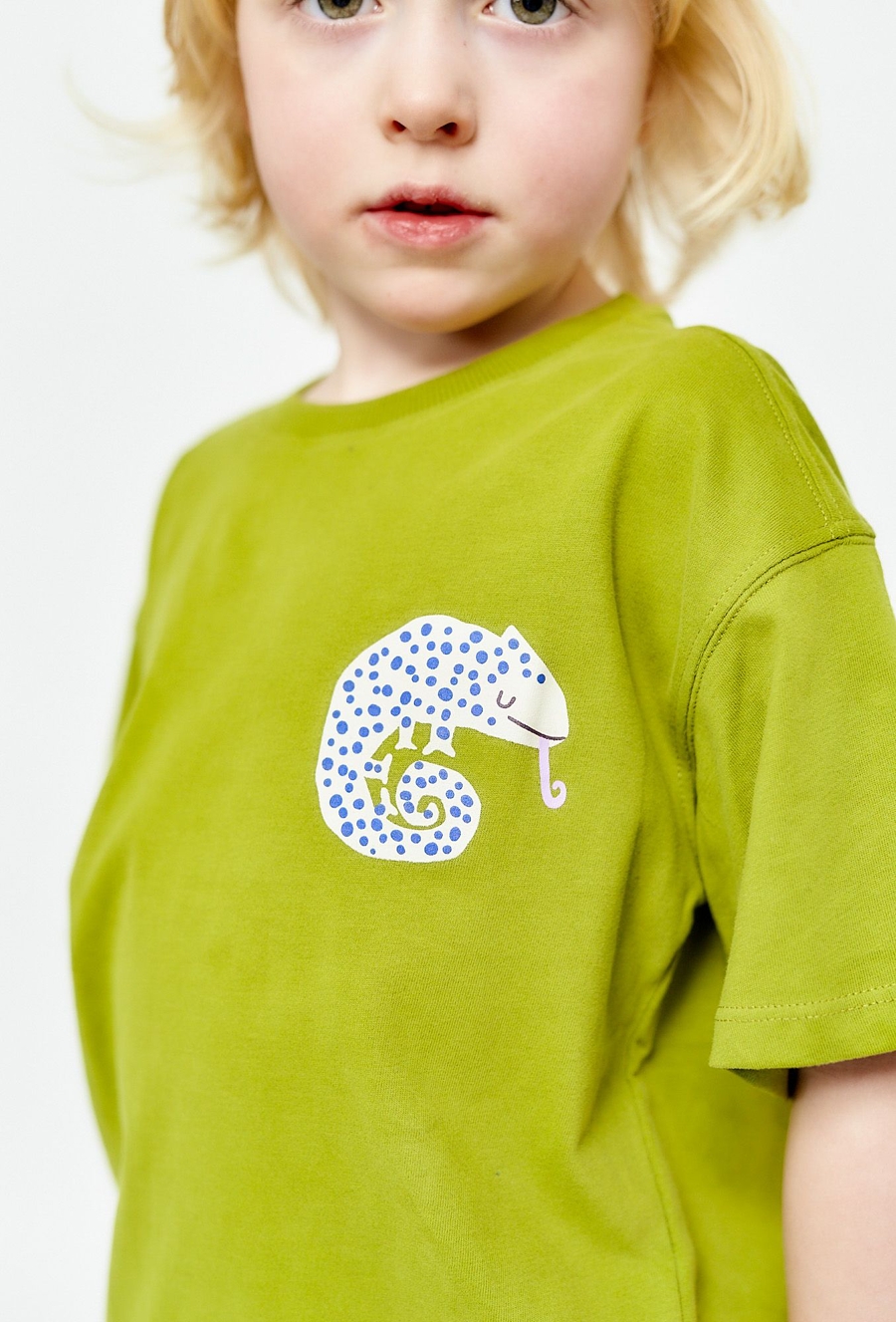 T-shirt chłopięcy z nadrukiem kameleona