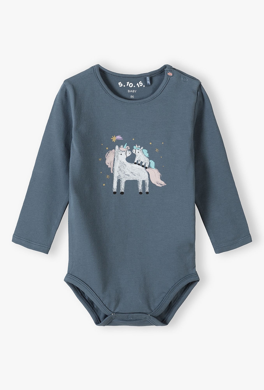 Niebieskie body dla niemowląt z jednorożcem
