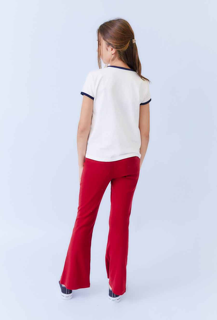 Czerwone legginsy dziewczęce flare z rozcięciami