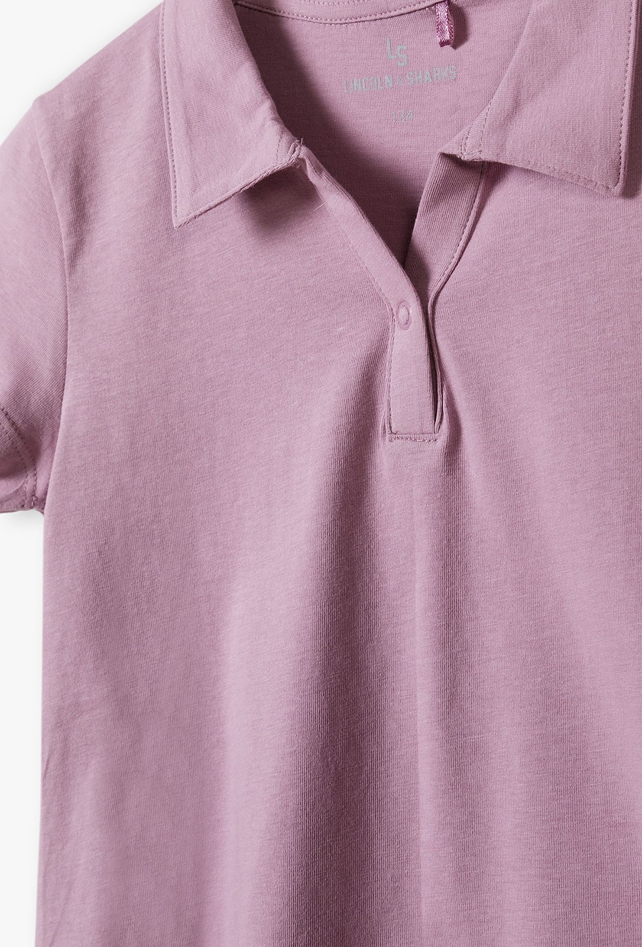 Fioletowa bluzka dziewczęca z kołnierzykiem - ótki rękaw