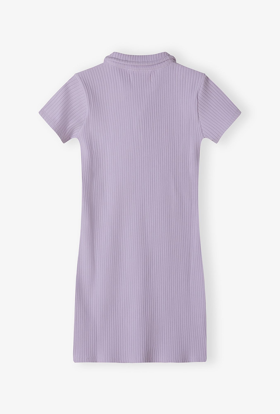 Fioletowa sukienka dziewczęca z dzianiny w prążki