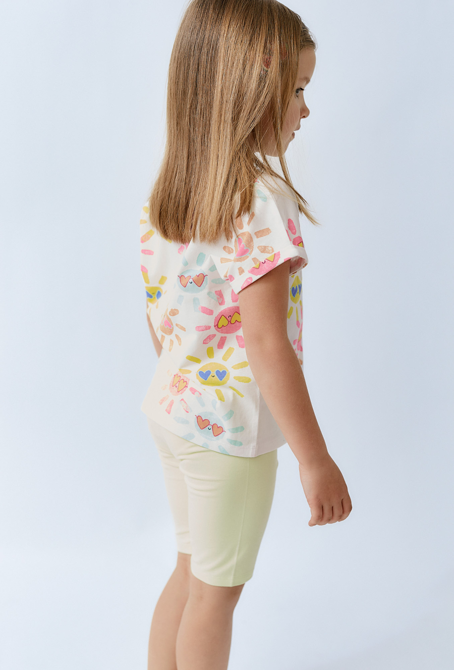 Koszulka dziewczęca na lato - biała w słoneczka