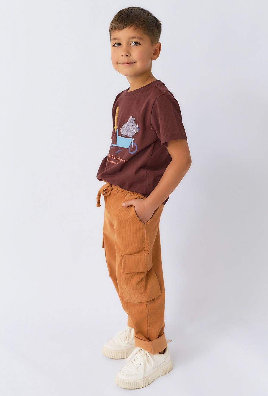 Spodnie chłopięce bojówki – sztruksowe