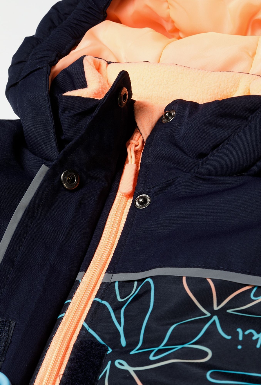 Kurtka narciarska dla dziewczynki granatowa w kwiaty - 510.15.