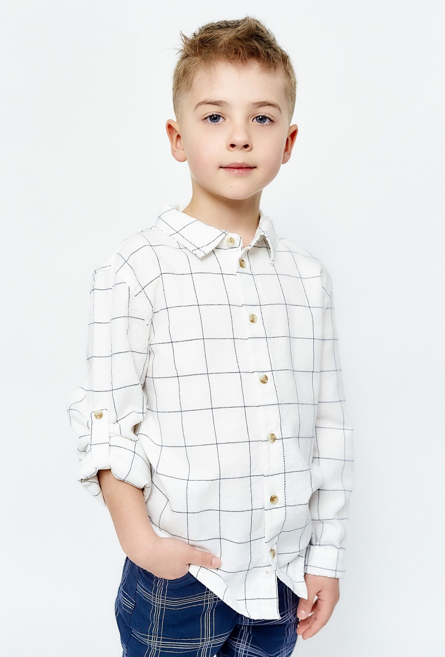 Koszula w atkę z długim rękawem