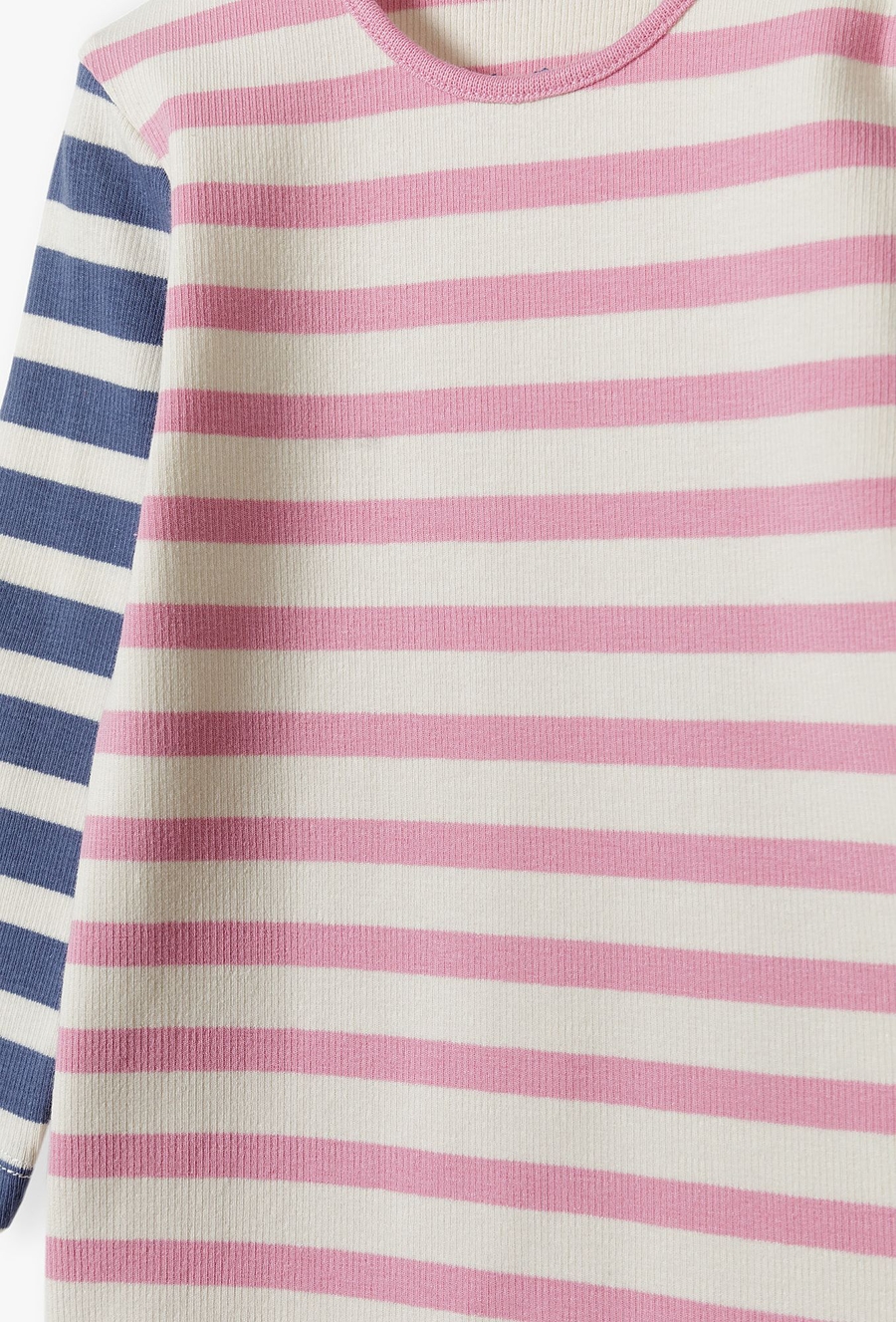 Body z długim rękawem - biało - różowe w prążki - 510.15.