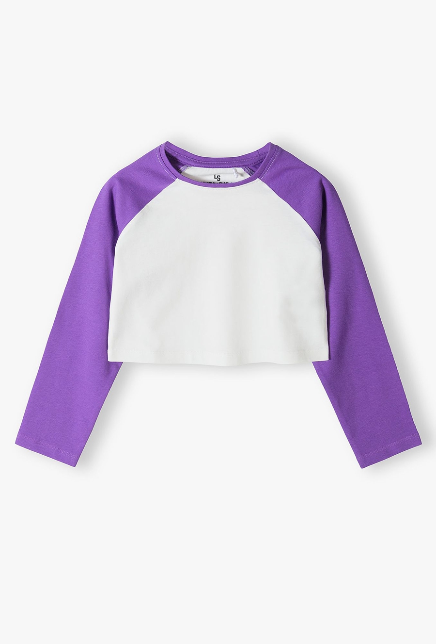 Bawełniana bluzka dziewczęca z fioletowymi rękawami