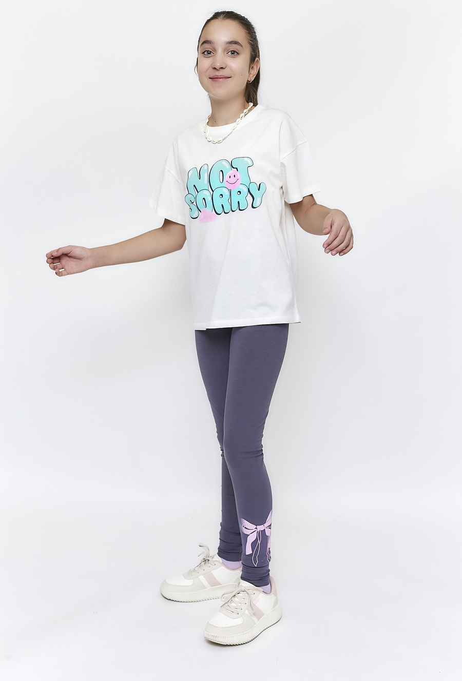 Leginsy dla dziewczynki - szare z kokardą