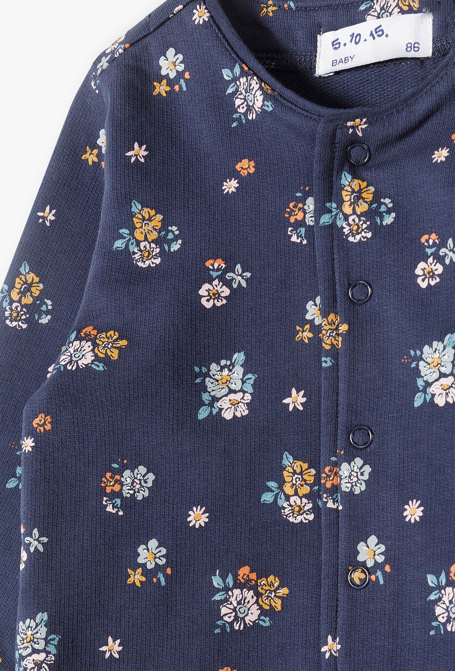 Bluza niemowlęca - granatowa w kwiaty