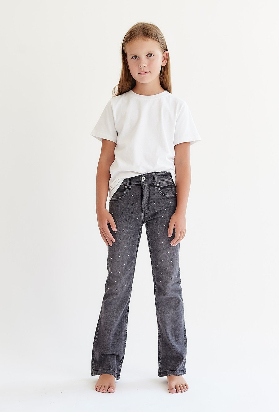 Jeansy dla dziewczynki - szare - bootcut