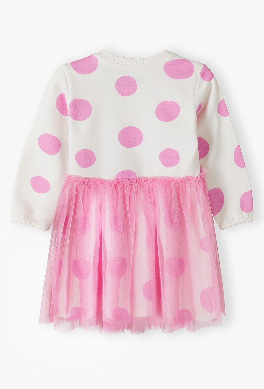Sukienka niemowlęca w różowe grochy - długi rękaw - 510.15.