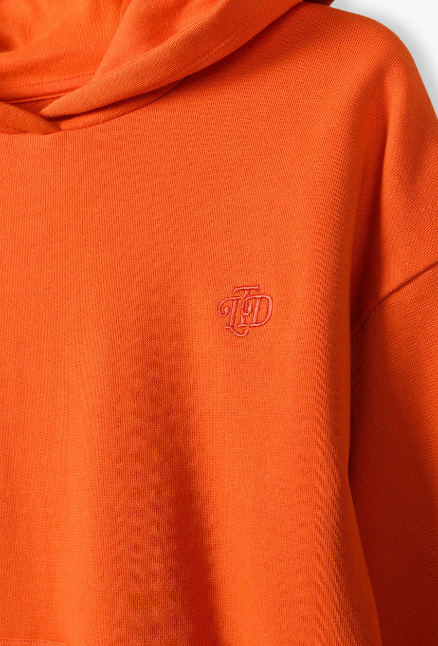 Pomarańczowa bluza nierozpinana z kapturem