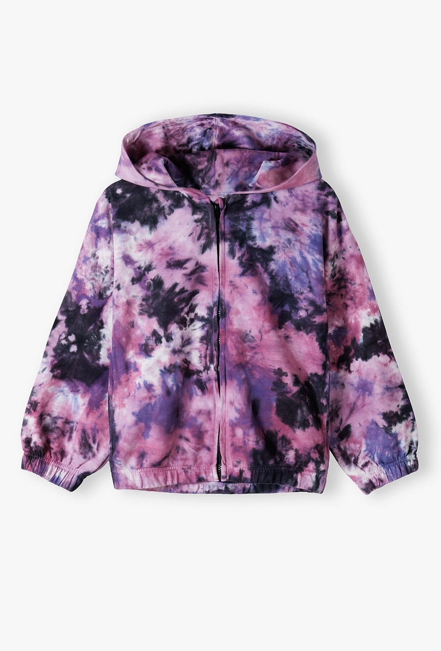 Rozpinana bluza dziewczęca tie dye z kapturem